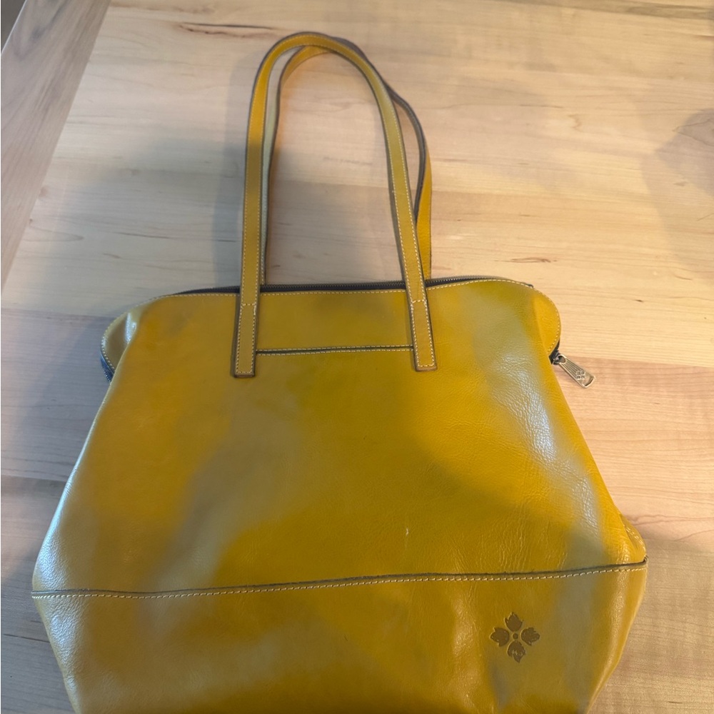 Yellow Leather Tote Bag